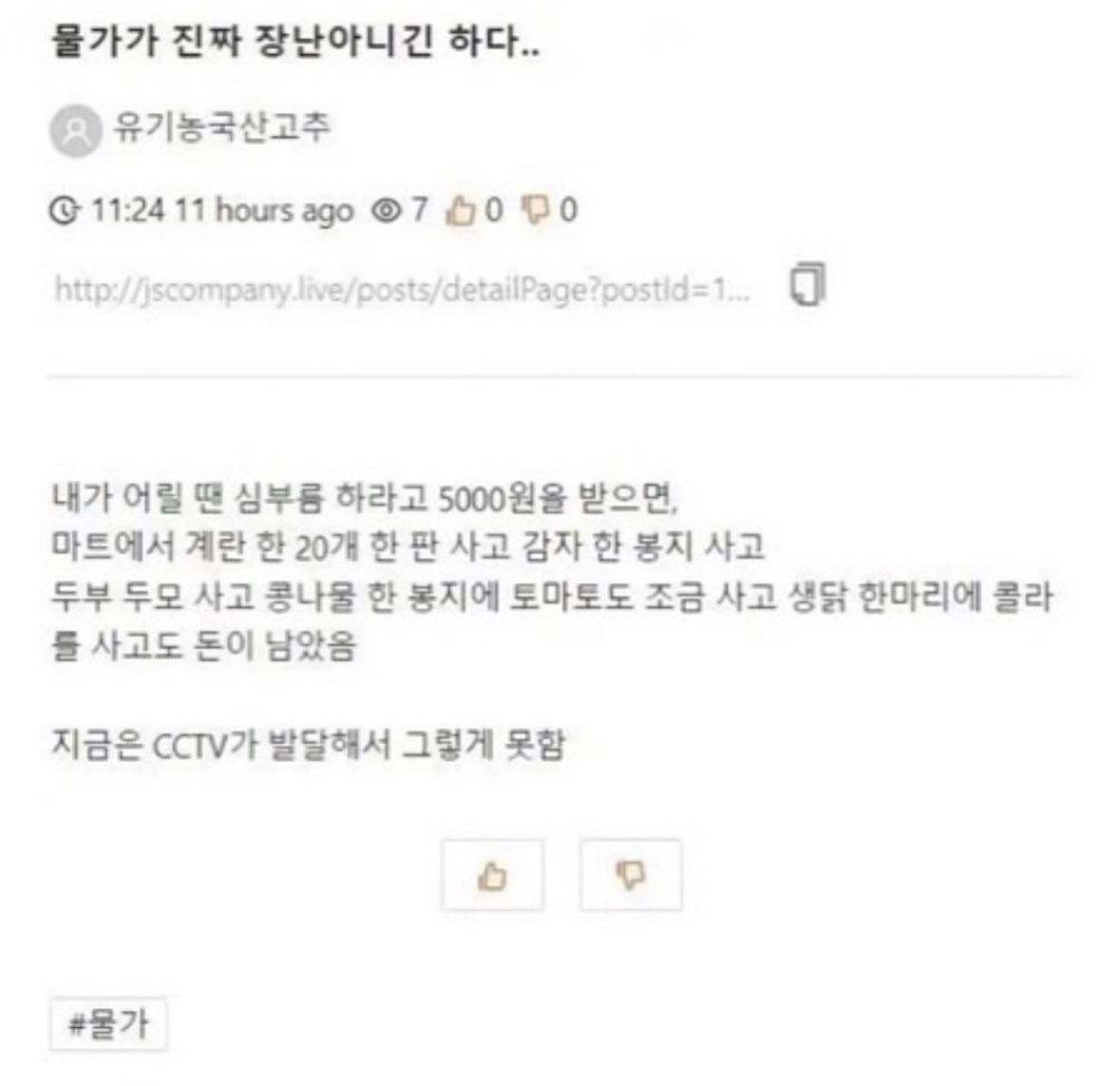 물가가 장난 아니긴 하다