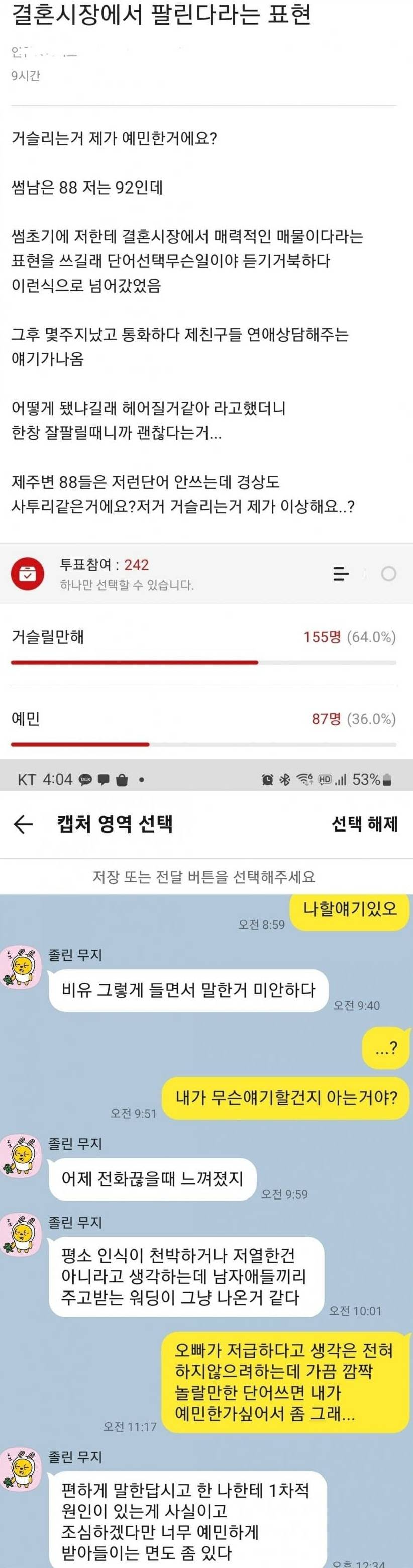 결혼시장에서 팔린다라는 표현