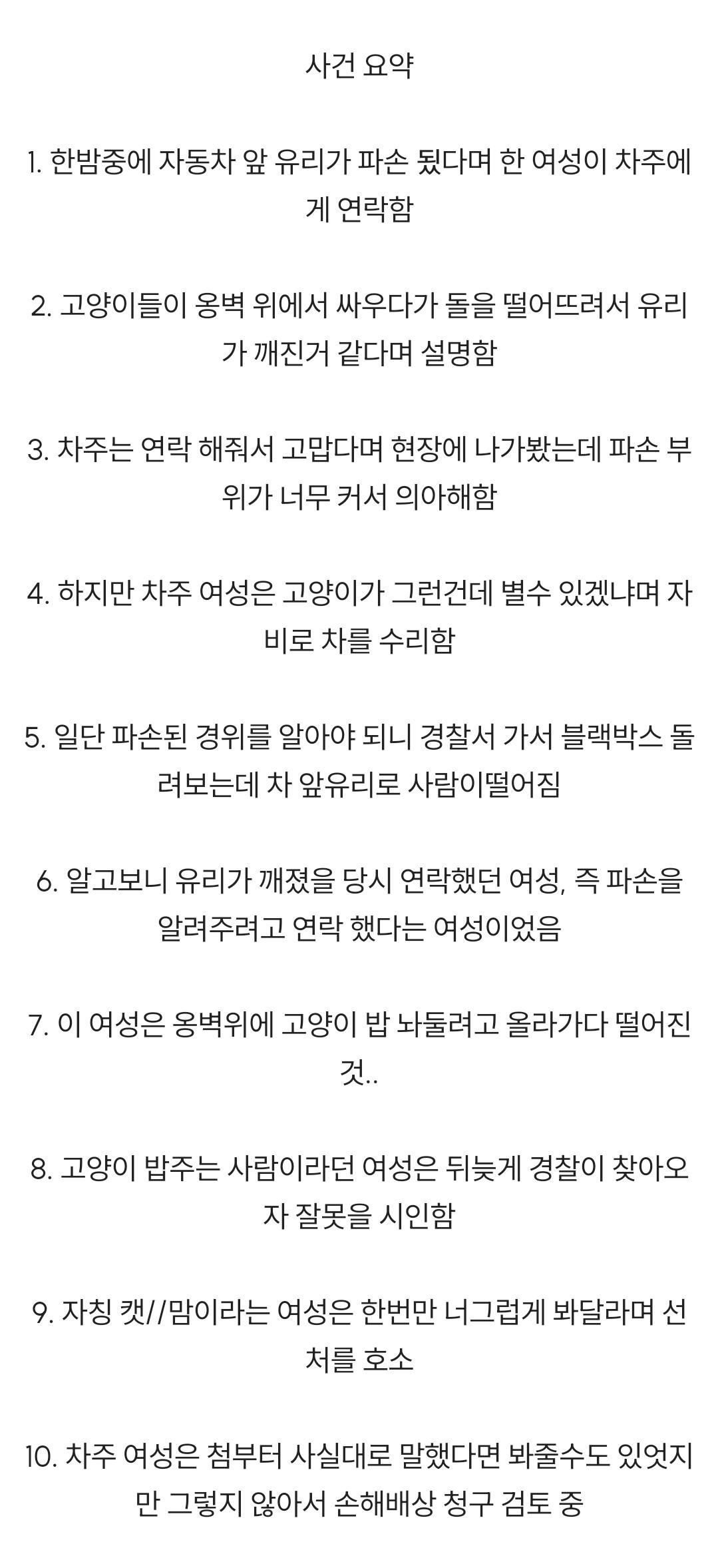 자동차 앞 유리 파손 사건의 진실