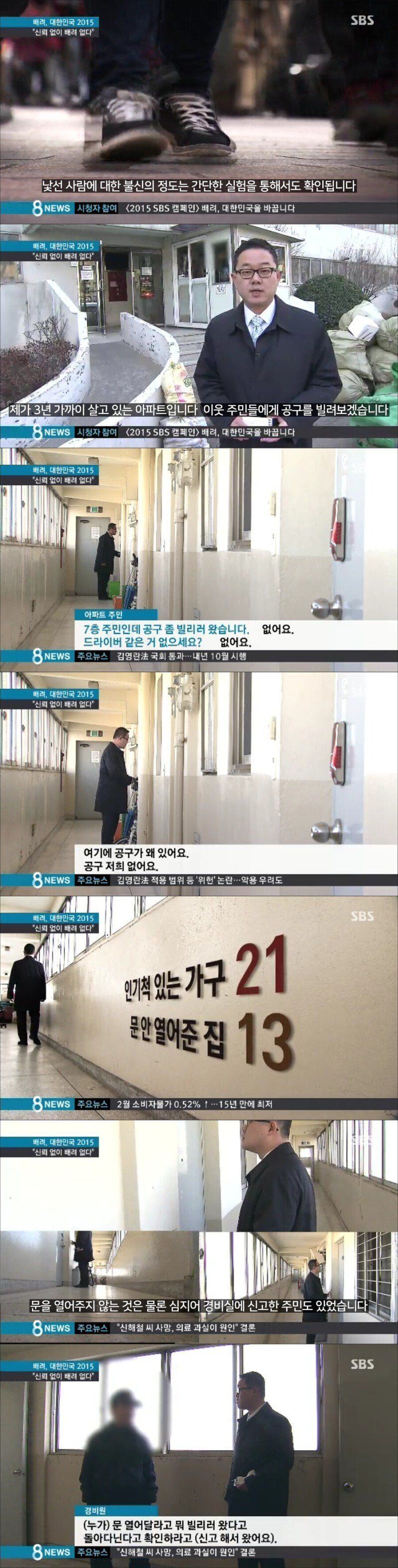 SBS가 방송한 불신 실험.