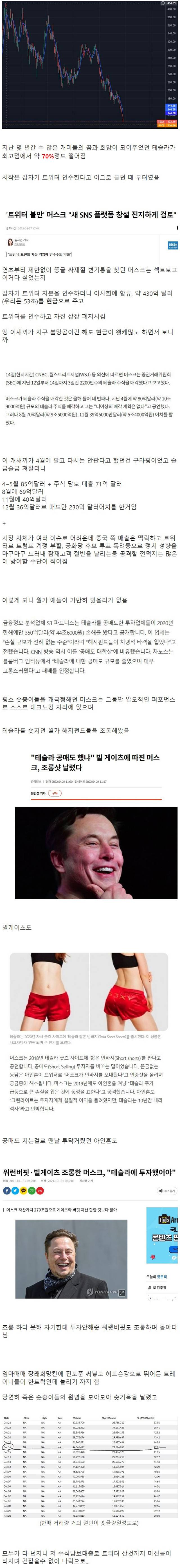 테슬라 주가 나락 스토리