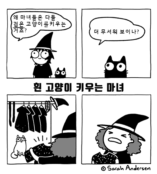 하얀 고양이 키우는 마녀