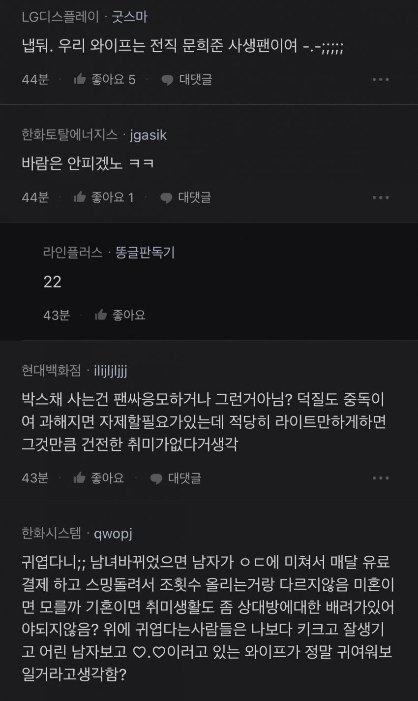 아이돌 덕질하는 와이프가 이해 안 되는 남편.