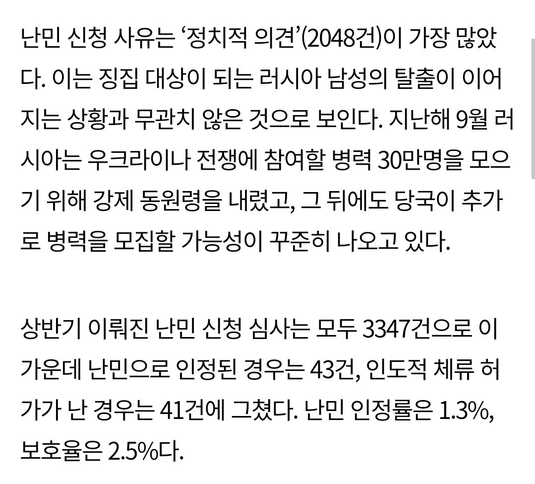 '한국이 받아달라' 러시아인 2,464명 난민 신청