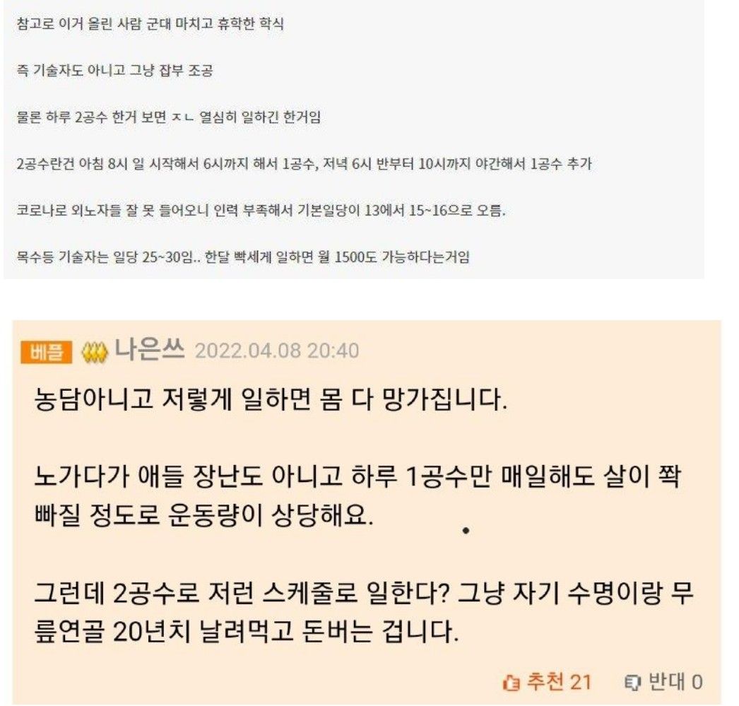 노가다 월급 근황...