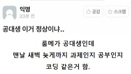 룸메이트가 너무 무서운 공대생