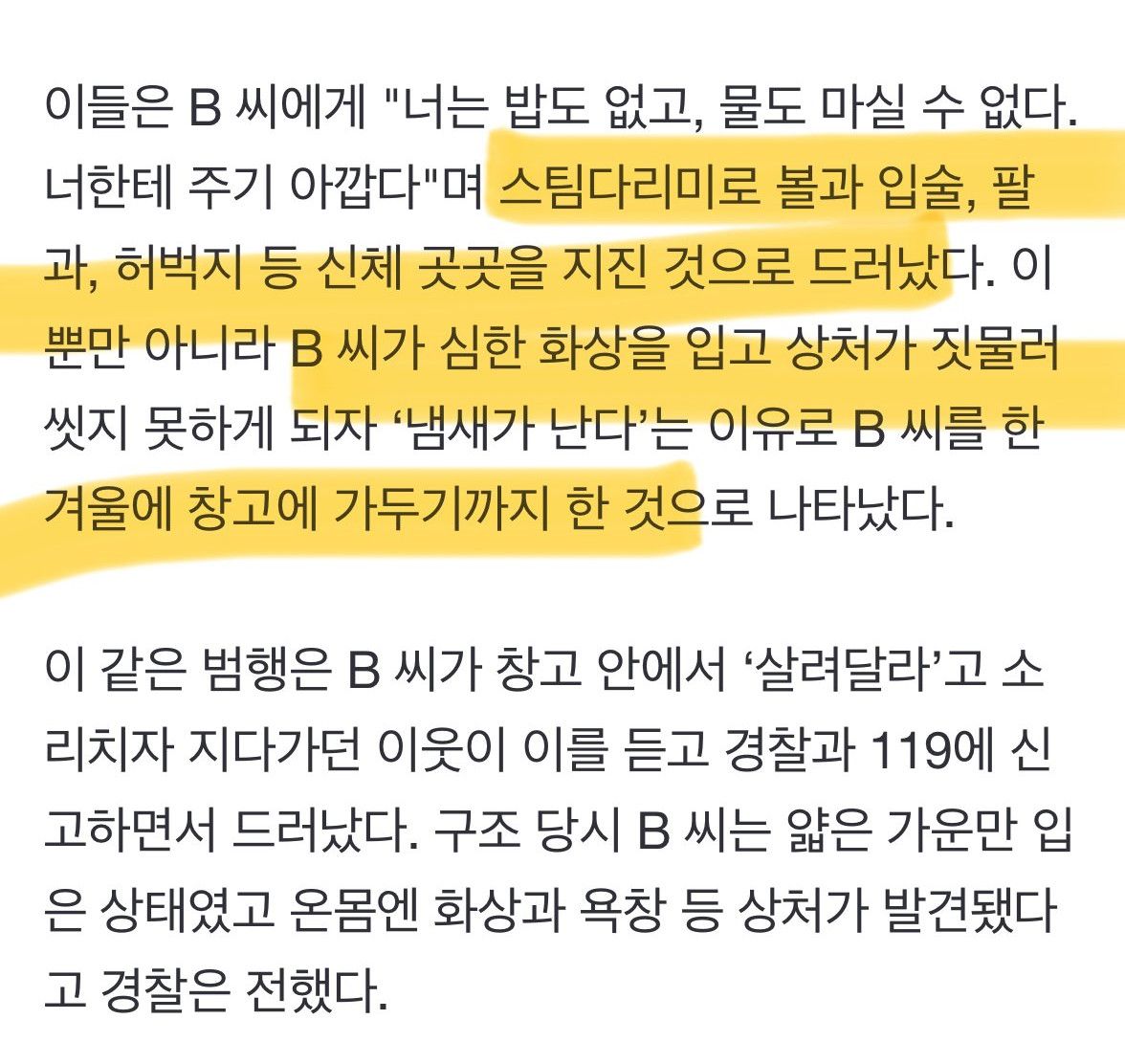 지적장애 남동생 다리미로 학대하고 창고 가둔 20대 친누나