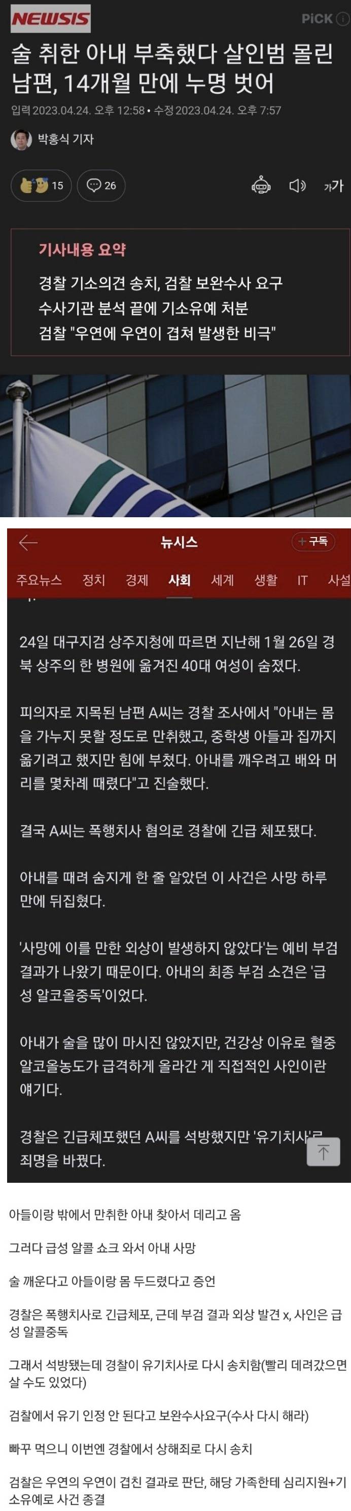 취한 아내 부축했다가