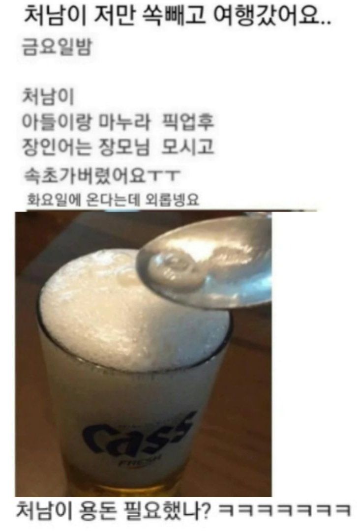 처남이 저만 쏙 빼고 여행 갔어요