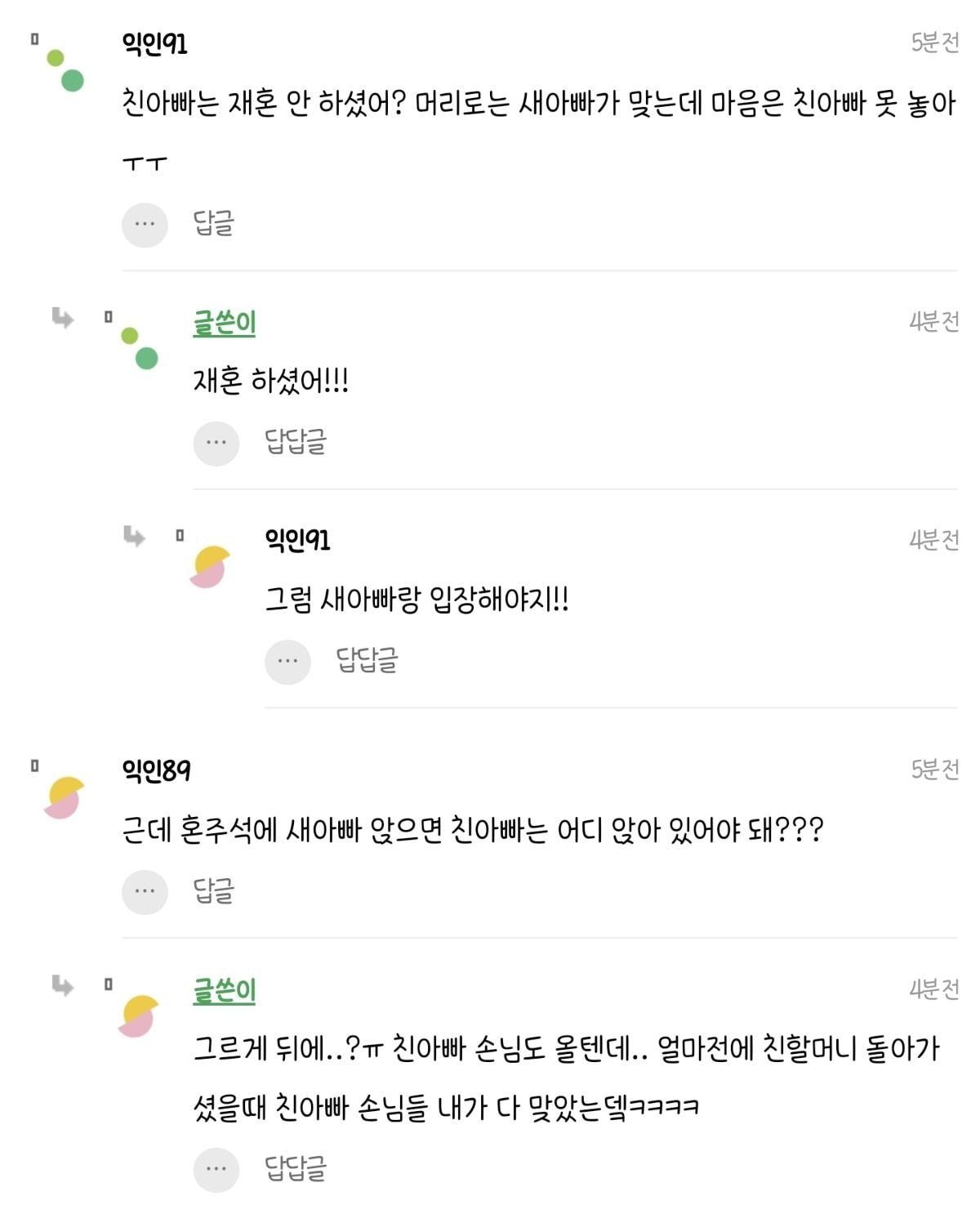 결혼할때 친아빠 손잡고 입장 vs 새아빠 손잡고 입장