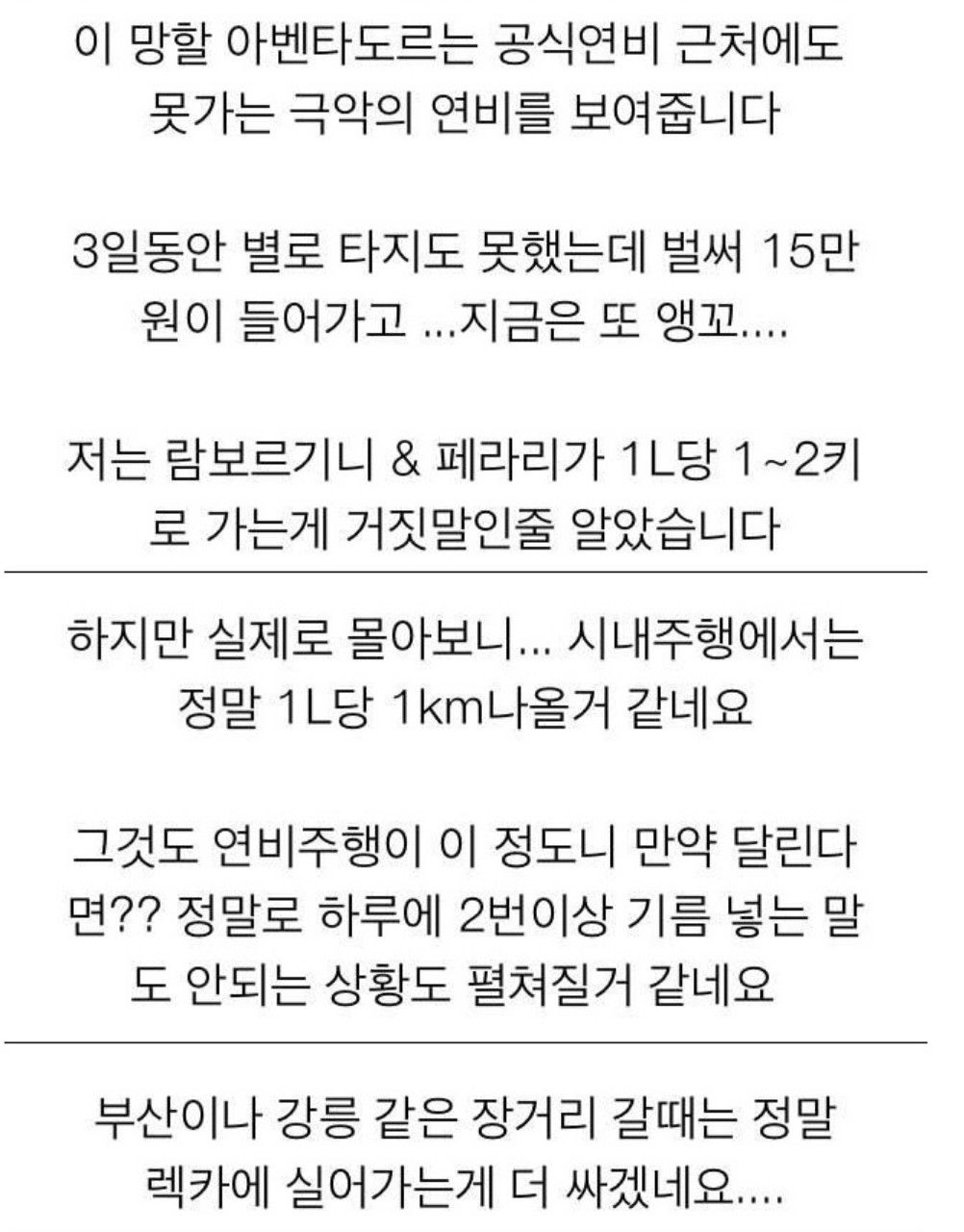 람보르기니 아벤타도르 실연비