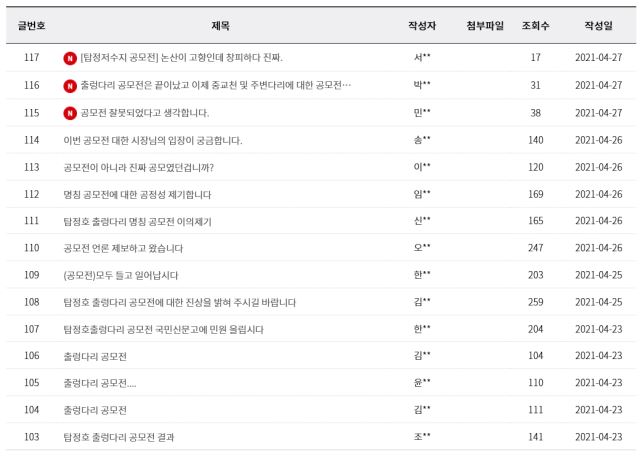 [기타] 황당한 ‘탑정호 출렁다리’ 명칭공모…기존 이름이 1등?